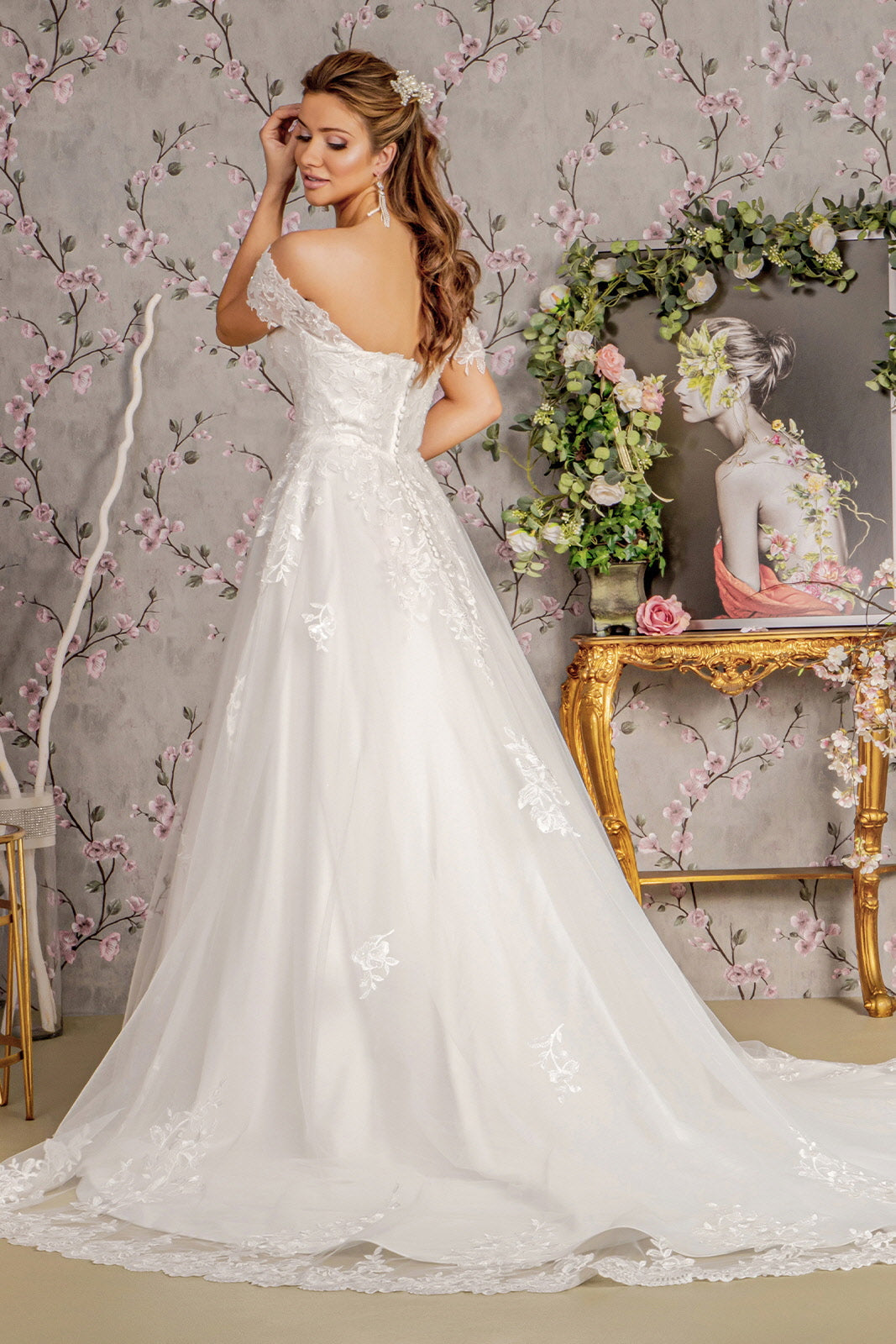 Embroidered Off Shoulder Bridal Gown by GLS Gloria GL3481