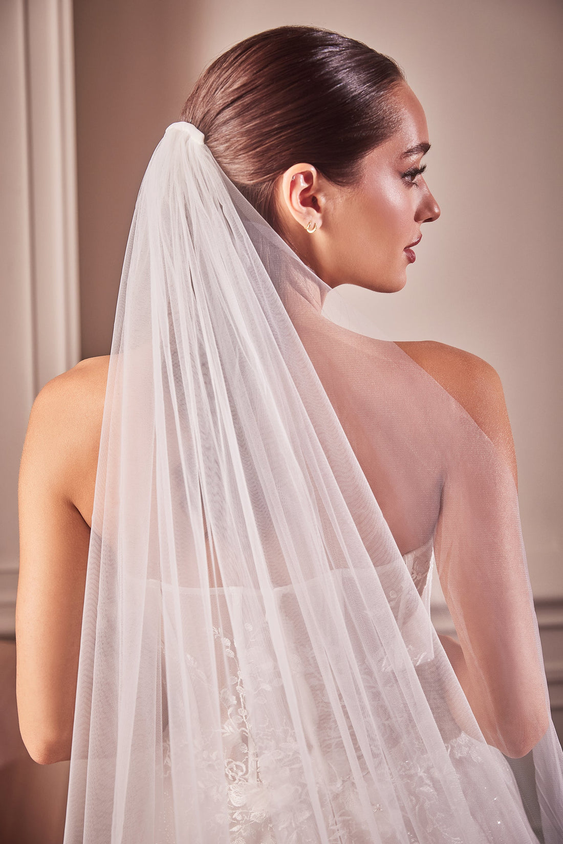 Embroidery Hem Lace Chapel Veil by Ladivine V004