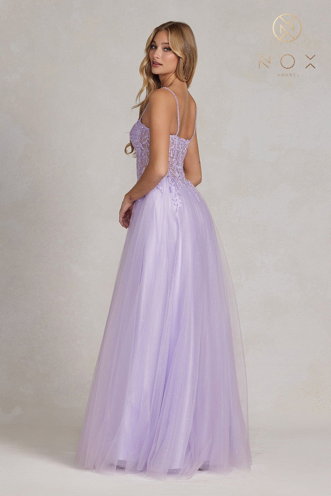 Embroidered Sweetheart Tulle Gown by Nox Anabel F1087